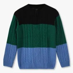 Boys Colourblock Regular Fit Pullover-image-60