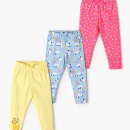 Girls Pack of 3 Printed Cotton Leggings-image-35
