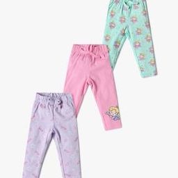 Girls Pack of 3 Printed Cotton Leggings-image-49