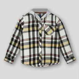 Boys Checked Tailored Fit Hooded Shirt-image-31
