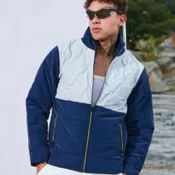 Men Colourblock Regular Fit Zip-Front Puffer Jacket-image-24