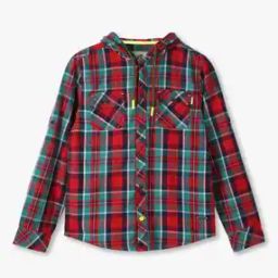 Boys Checked Slim Fit Hooded Shirt-picture-18