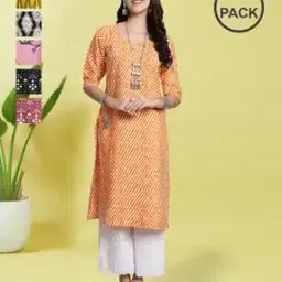 Pack of 6 Women Straight Printed Kurta -image-16