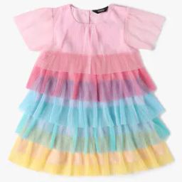 Girls Colourblock Tiered Dress-image-21