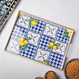 Graphic Print Rectangular Plastic Large Tray-5