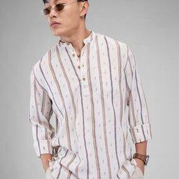 Men Stripes Short Kurta-11