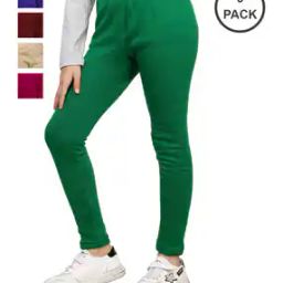 indiweaves Pack of 5 Girls Leggings with Elasticated Waist-picture-42