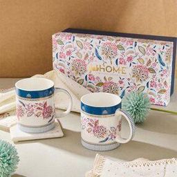 Set of 2 Floral Print Ceramic Mugs-6