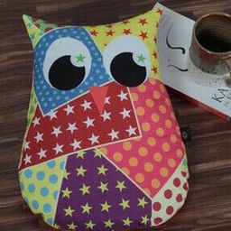 Star Print Owl Cushion 14" x 12"-14
