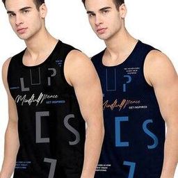 Men Pack of 2 Typographic Print Vests-image-78