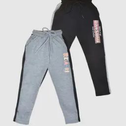 Pack of 2 Boys Typographic Print Straight Fit Track Pants-image-82