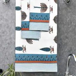 Set of 3 Floral Print Bath Towel with Hand Towels-4