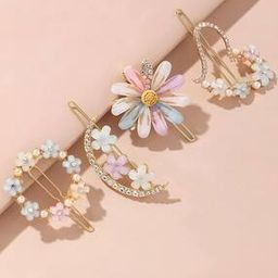 Set of 4 Embellished Hair Clips-25