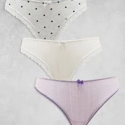 Pack of 3 Briefs with Lace Trim-image-91