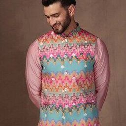 Men Printed Regular Fit Nehru Jacket with Patch Pockets-image-36