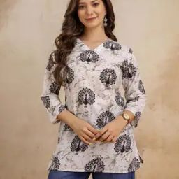 Women Floral Print Straight Kurti with V-Neck-image-30