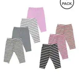 Pack of 7 Striped Leggings with Elasticated Waist-18