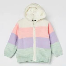 Girls Striped Hoodie Sweater Dress-image-61