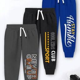 Boys Pack of 3 Typographic Print Track Pants-16