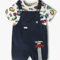 Boys Regular Fit Dungaree with Graphic Print T-Shirt-image-13