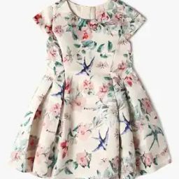 Girls Floral Print Fit & Flare Dress-image-11