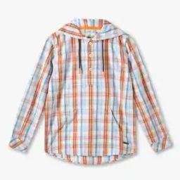 Boys Checked Slim Fit Hooded Shirt-image-16