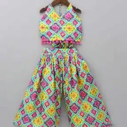 Girls Floral Kurta with Bottomwear-image-3