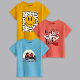 Pack of 3 Graphic Print Round-Neck T-Shirts-image-48