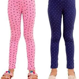 kids cave Pack Of 2 Girls Micro Printed Leggings-picture-38