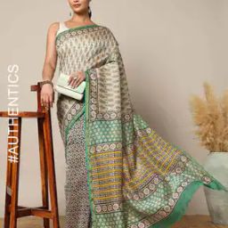 Traditional Handblock Bagru Print Chanderi Saree-image-24