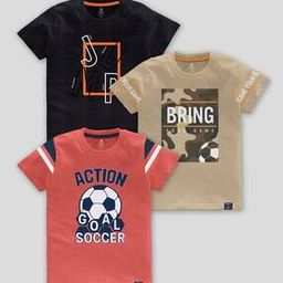 codez Pack of 3 Graphic Print Crew- Neck T-shirts-picture-2
