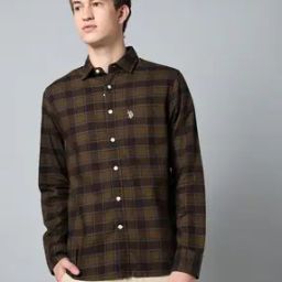 Men Oxford Checked Slim Fit Shirt with Patch Pocket-image-80