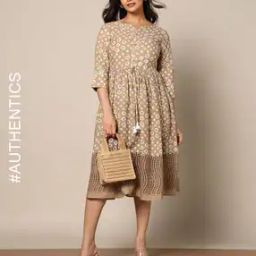 Handblock Print Cotton Shiffli Embroidered Dress-image-17