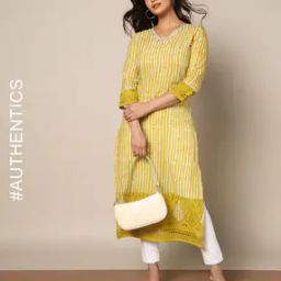 Handblock Print Schiffli Embroidered Straight Kurta-image-17
