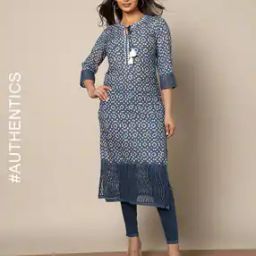 Handblock Print Schiffli Embroidered Straight Kurta-image-27