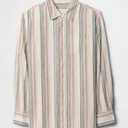 Boys Striped Relaxed Fit Shirt with Patch Pocket-image-12