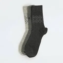Men Pack of 3 Printed Argyle Crew Mid Calf-Length Socks-image-30
