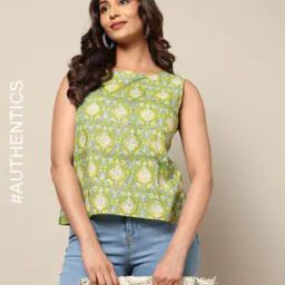Sanganer Handblock Print Cotton Top with Pocket-45