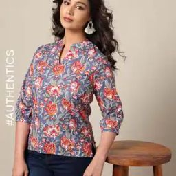 Sanganer Handblock Print Cotton Top with Pocket-image-38