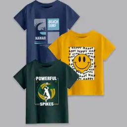 Pack of 3 Boys Regular Fit Typographic Print T-shirt-image-2