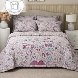  Cotton Digital Floral Print King Bedsheet with 4 Pillow Covers-image-20