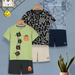 Pack of 3 Boys Printed Shorts & T-Shirt Sets-26