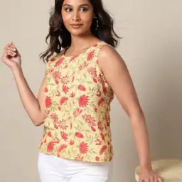 Sanganeri Handblock Print Cotton Spagetti Top-image-25