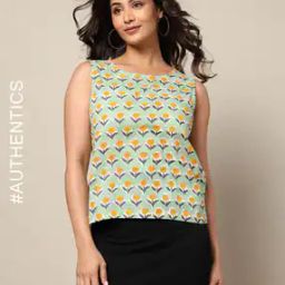 Sanganeri Handblock Print Cotton Sleeveless Top-image-40