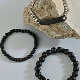 Set of 3 Men Slip-On Beaded Bracelets-24