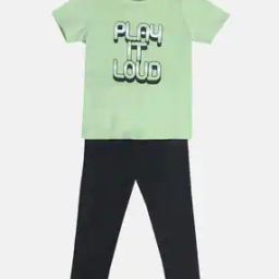 Boys Typographic Print Pants & T-Shirt Set-image-46
