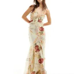 Floral Print Halter Ruffle Maxi Dress with High-Low Hem-image-40