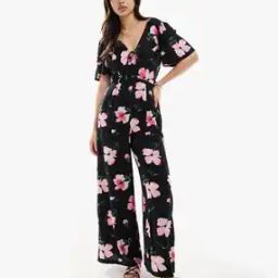Floral Print Spun Flutter Sleeve Wide-Leg Jumpsuit-image-33