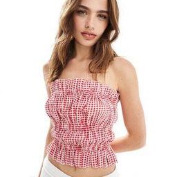 Shirred Bandeau Regular Fit Top with Raw Edge-image-82