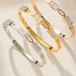 Pack of 3 Women AD-Studded Cuff Bracelets-16